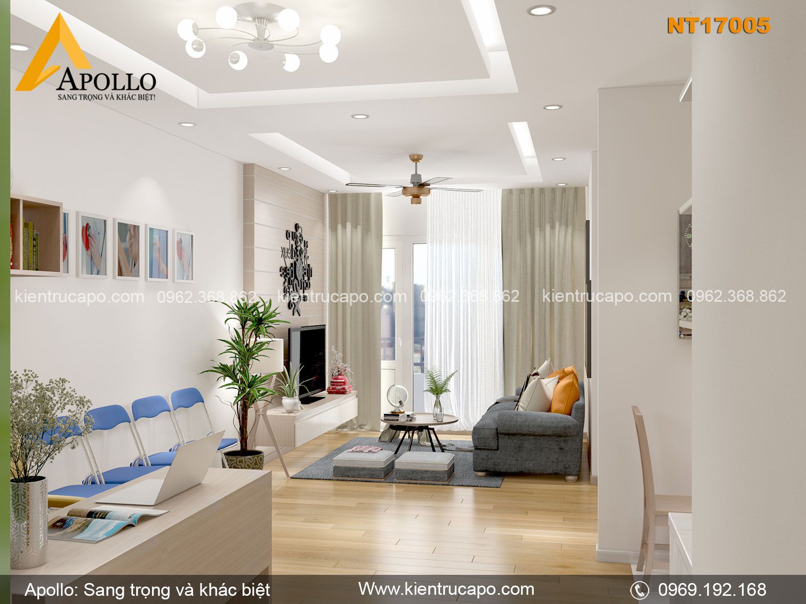 Mẫu thiết kế chung cư hiện đại đơn giản (NT17005)